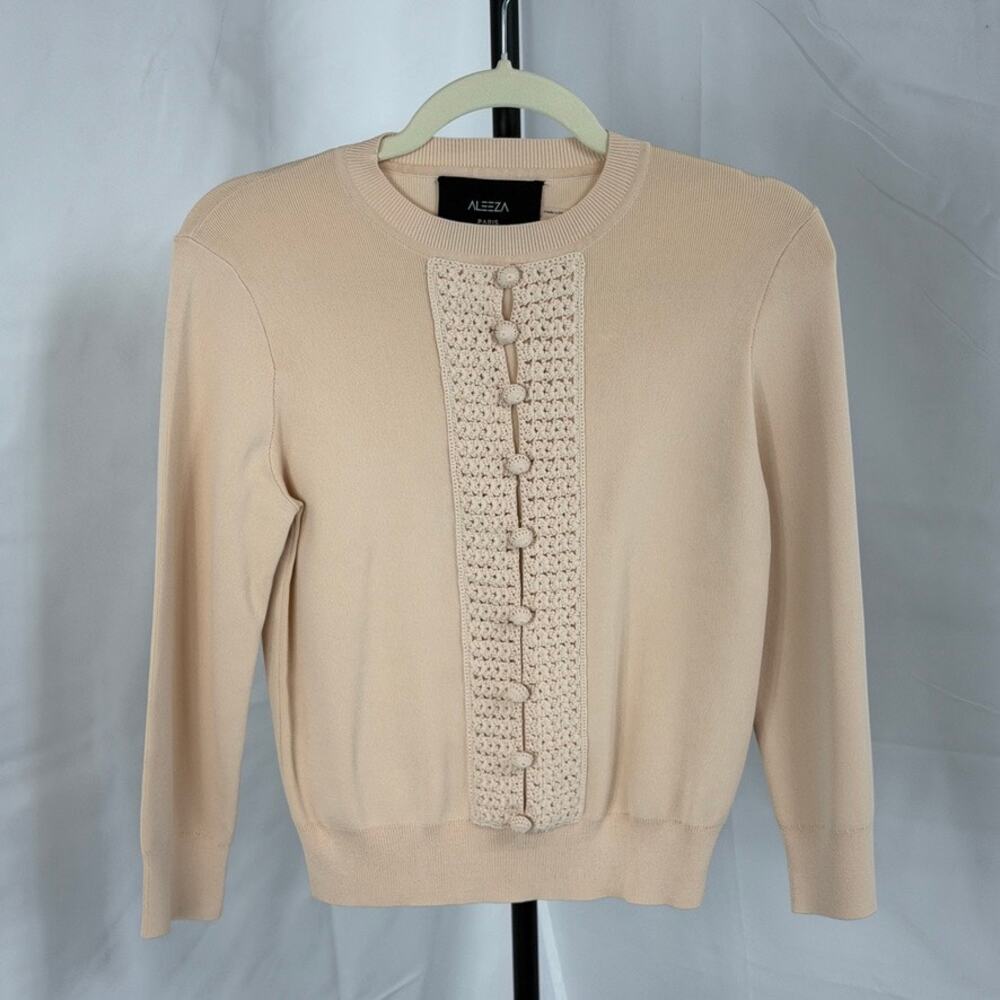 Aleeza Paris Blush Pink Long Sleeve Pullover Round Neck Sweater Women Size XS